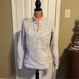 Quechua Heathered Gray and Coral Quarter-Zip Sweatshirt
